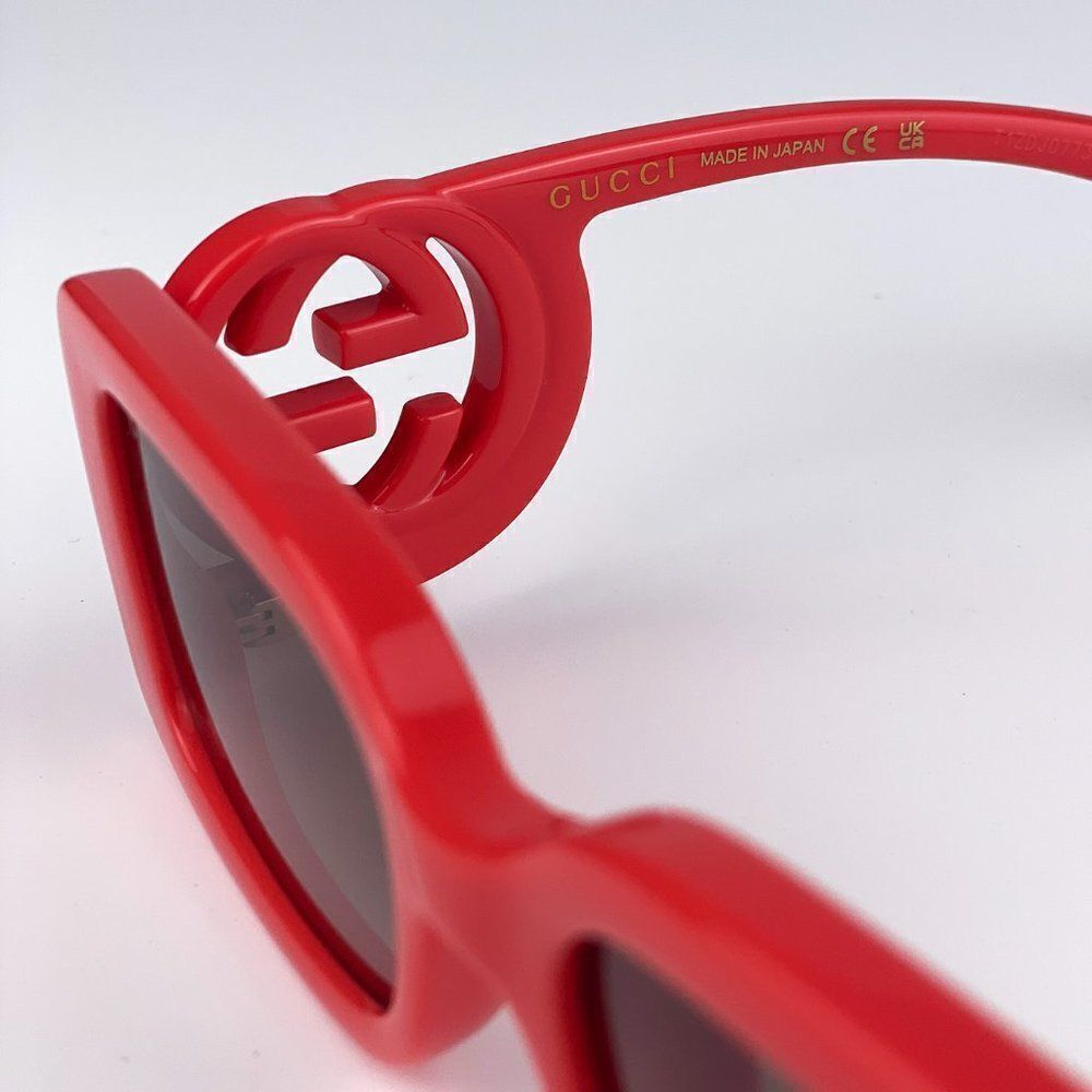 SALE! NEW Gucci GG1325S 005 Red Brown Gradient Rectangle Women Sunglasses - Picture 10 of 13